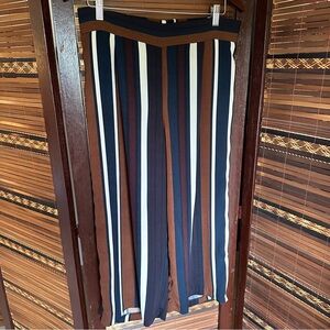 🌟3/$20🌟 Cynthia Rowley Womens 10 Wide Leg Crop Pants Striped Pull-On Pant